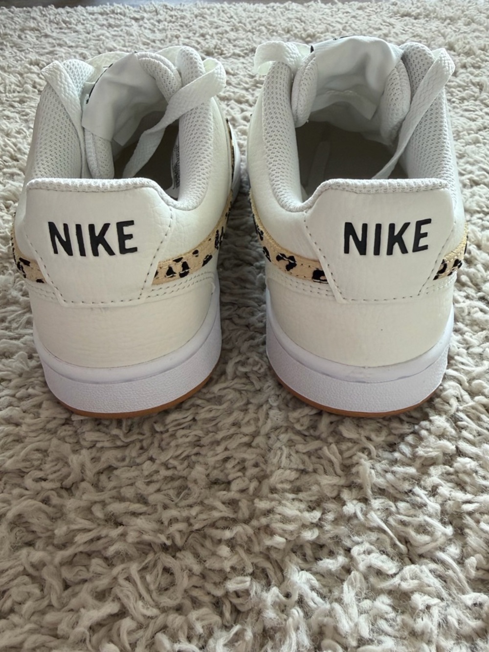 Nike Women’s White Sneakers with Leopard-Print Swoosh Court Vision - Picture 4 of 8